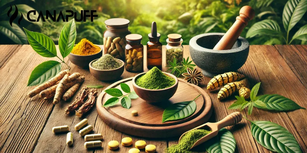 alternativas ao kratom, ervas naturais, alívio da dor, aumento de energia