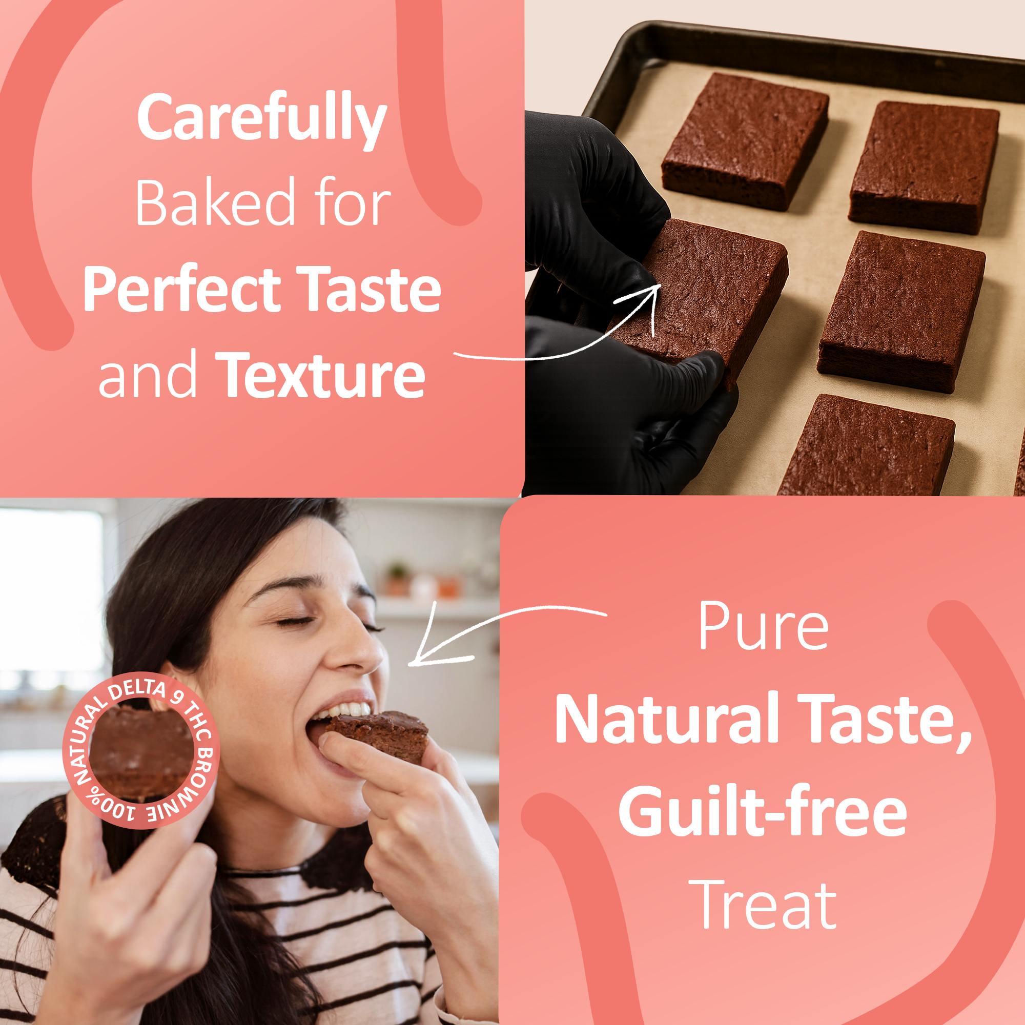 Canapuff Delta-9 Brownies, chocolate brownie squares in box with natural delta-9 THC