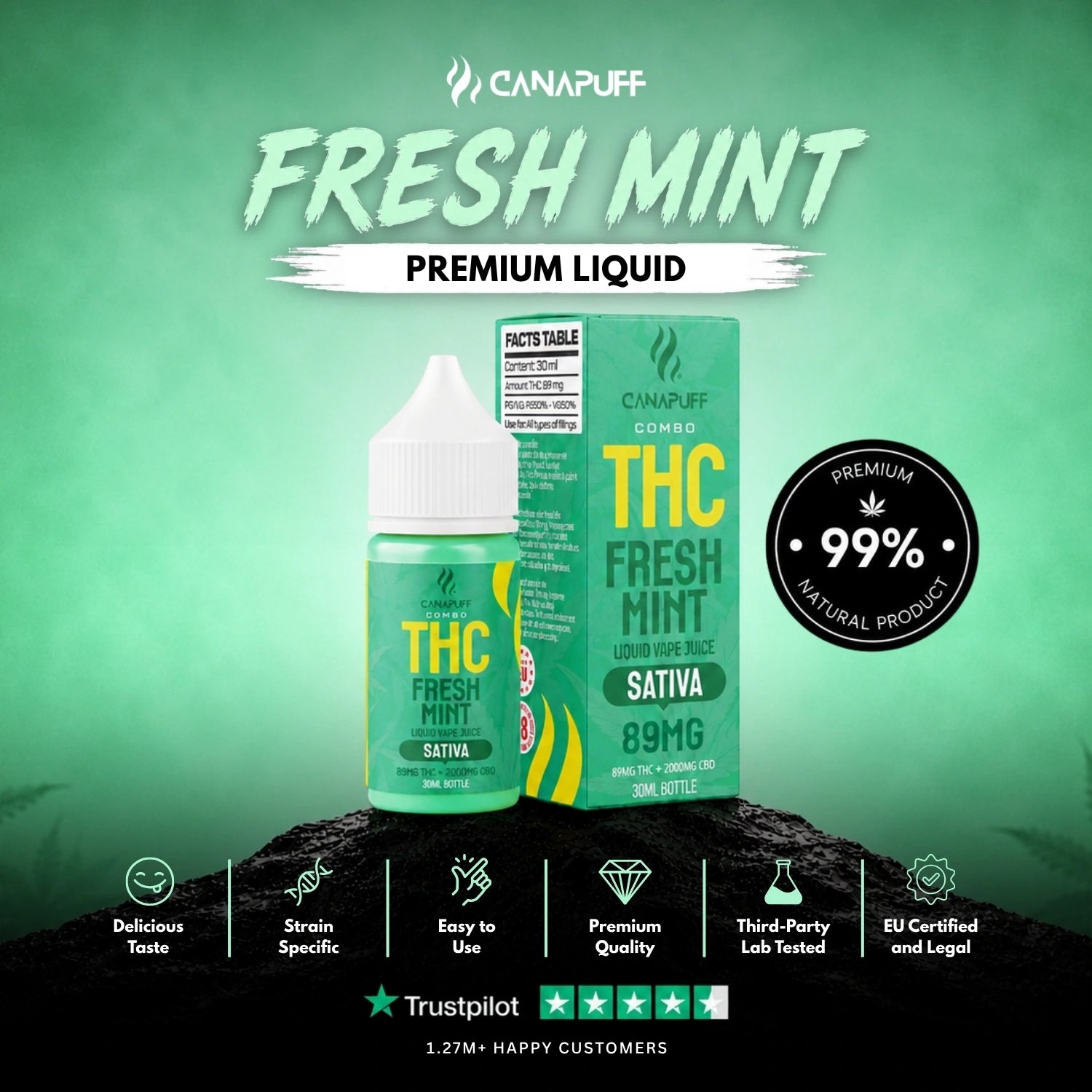 Delta 9 Liquid 89mg Fresh Mint 30ml