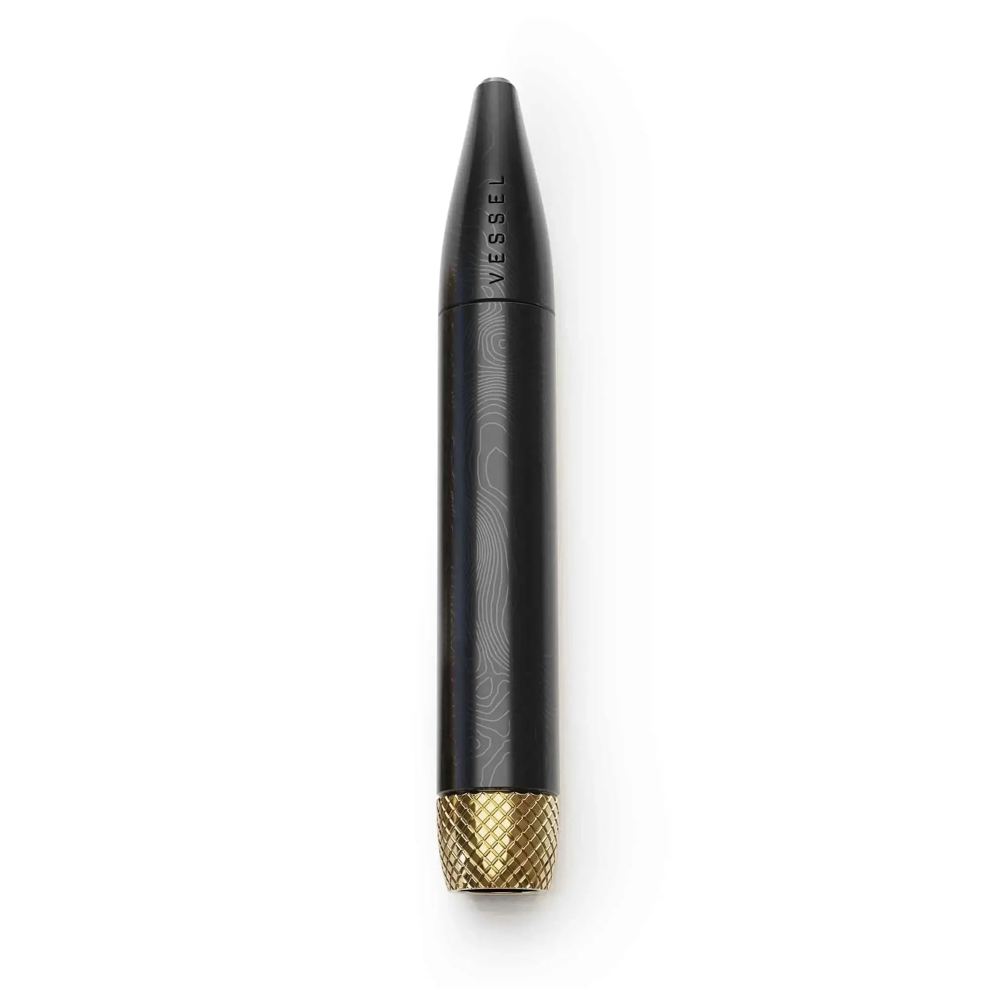 Vessel One Hitter pen in black with gold accents