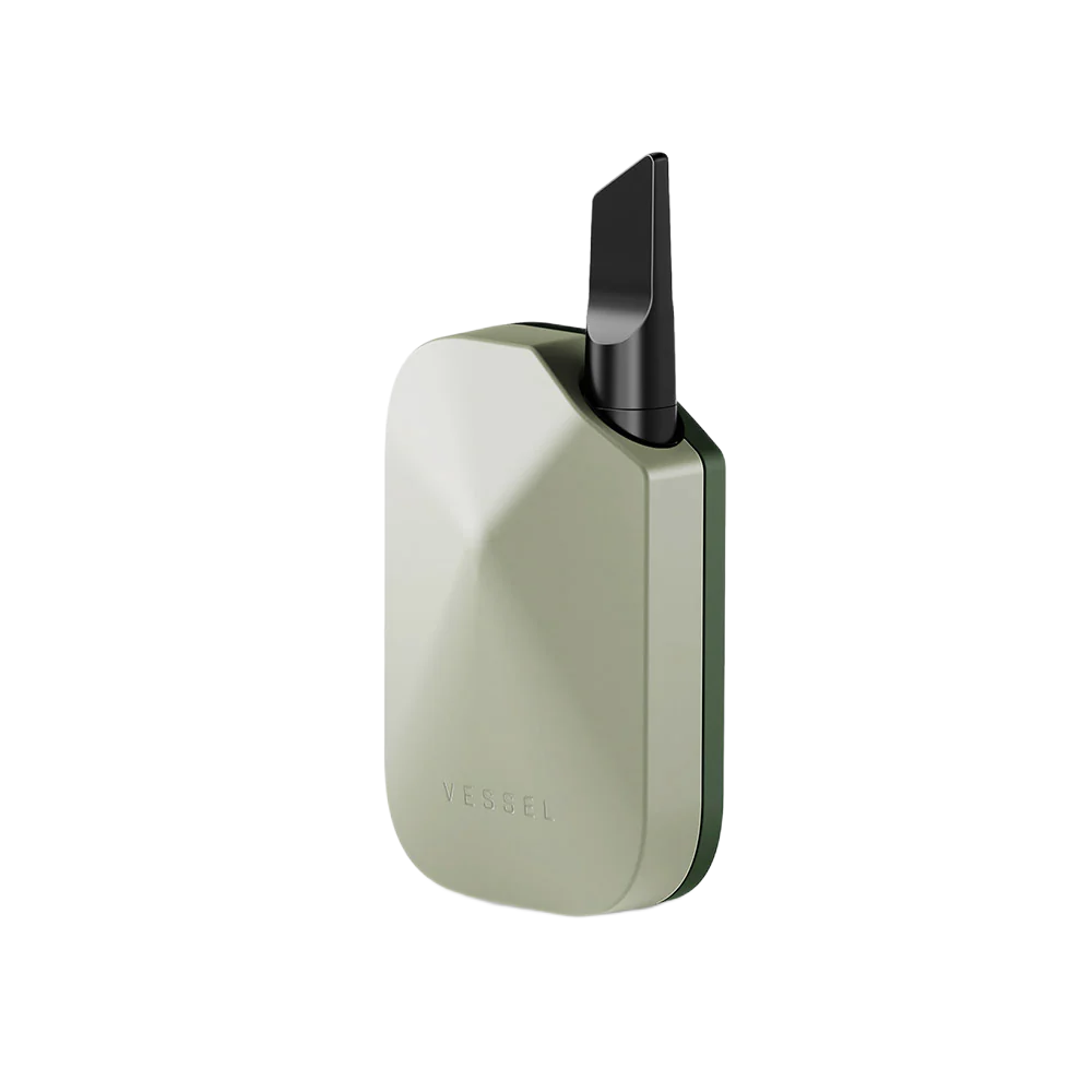Vessel Compass Rise vape with sage-colored body and black mouthpiece