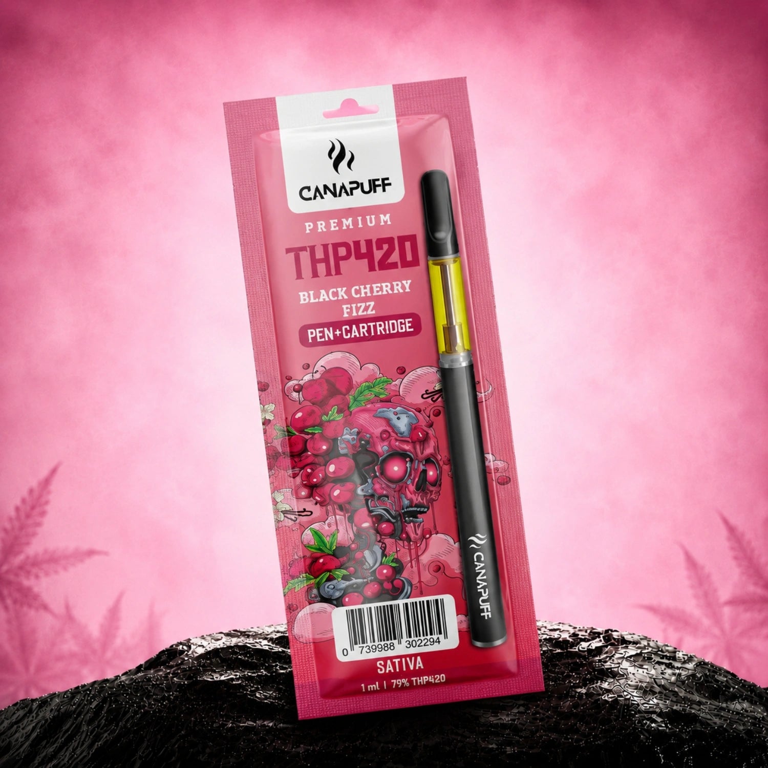 Canapuff THP420 Black Cherry Fizz pen and cartridge, 79%, 1 ml
