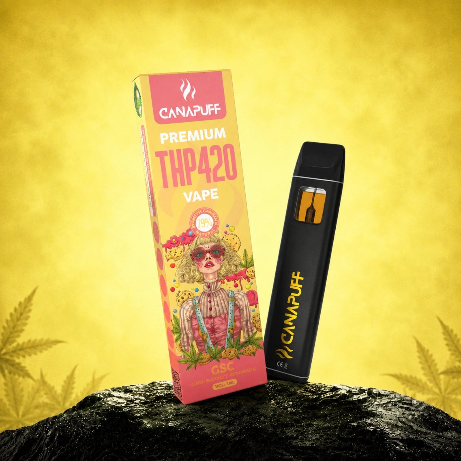 Canapuff THP420 Vape GSC 79% 1ml disposable pen with box packaging