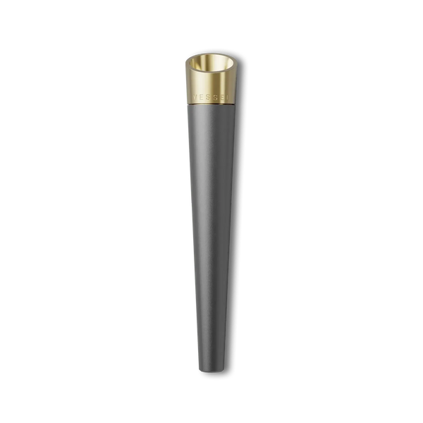 Vessel Cone Gunmetal pre-roll holder with gold-tone top
