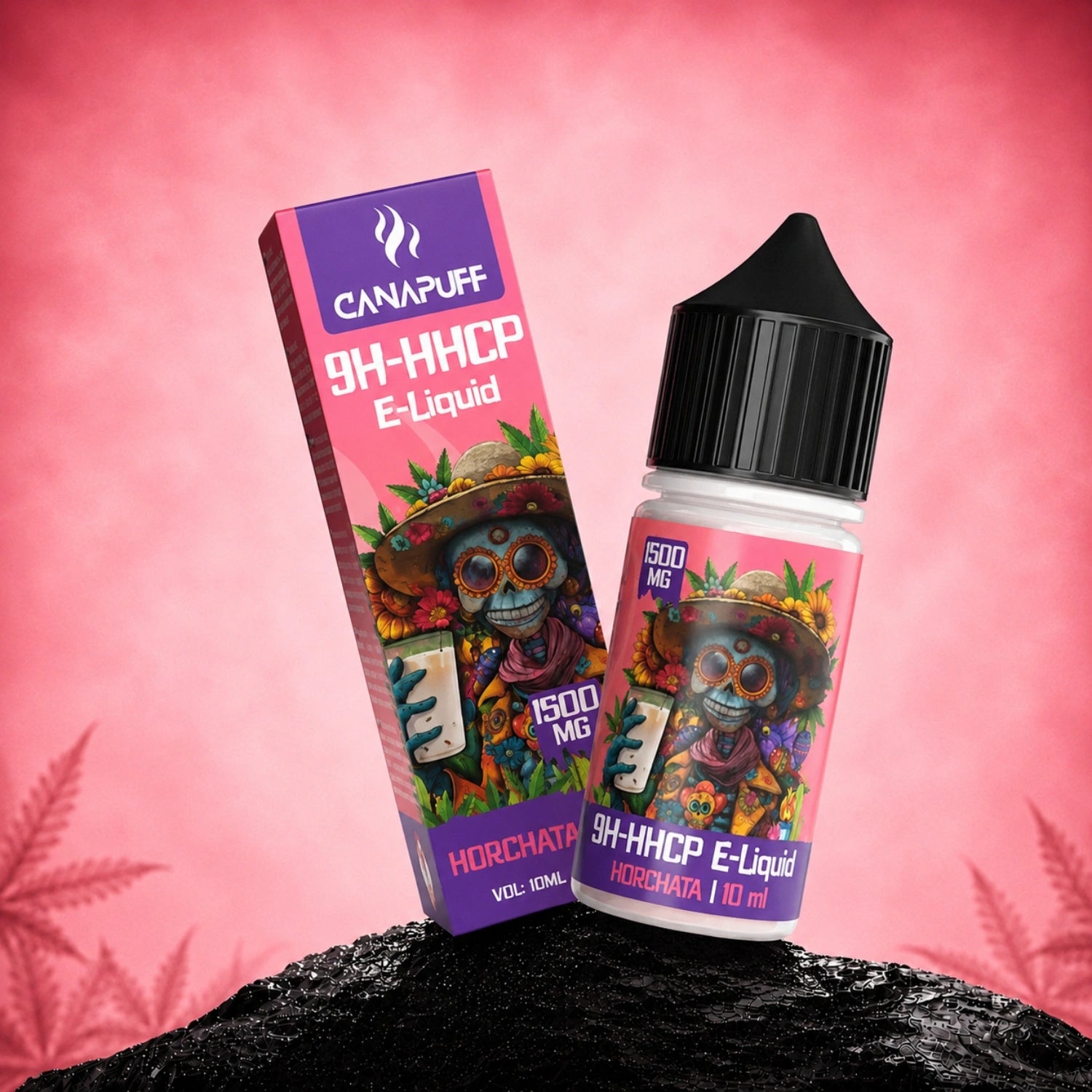 Canapuff 9H-HHCP E-Liquid Horchata 1500mg, 10ml bottle with box packaging