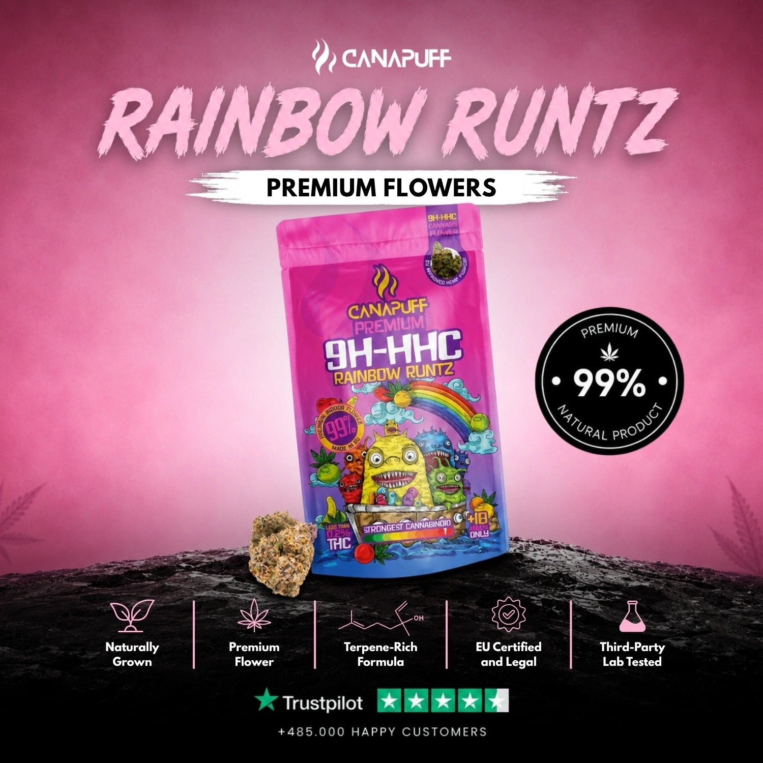 9H-HHC Flowers Rainbow Runtz 99%