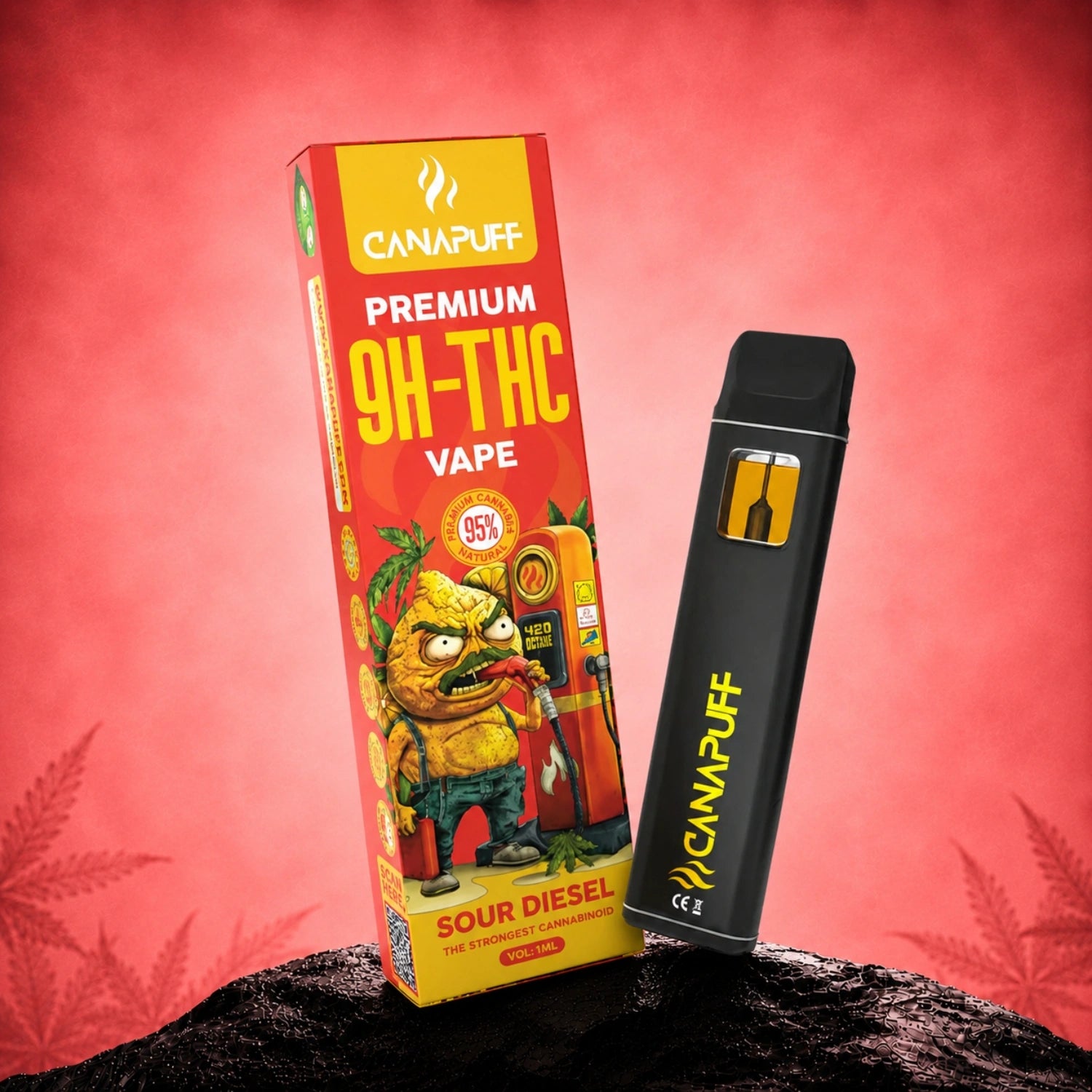 Canapuff 9H-THC Vape Sour Diesel 95% 1ml disposable pen