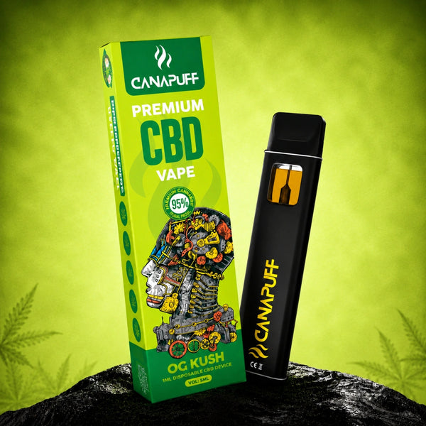 Canapuff CBD Vape OG Kush 95%, dispozitiv de unică folosință de 1ml