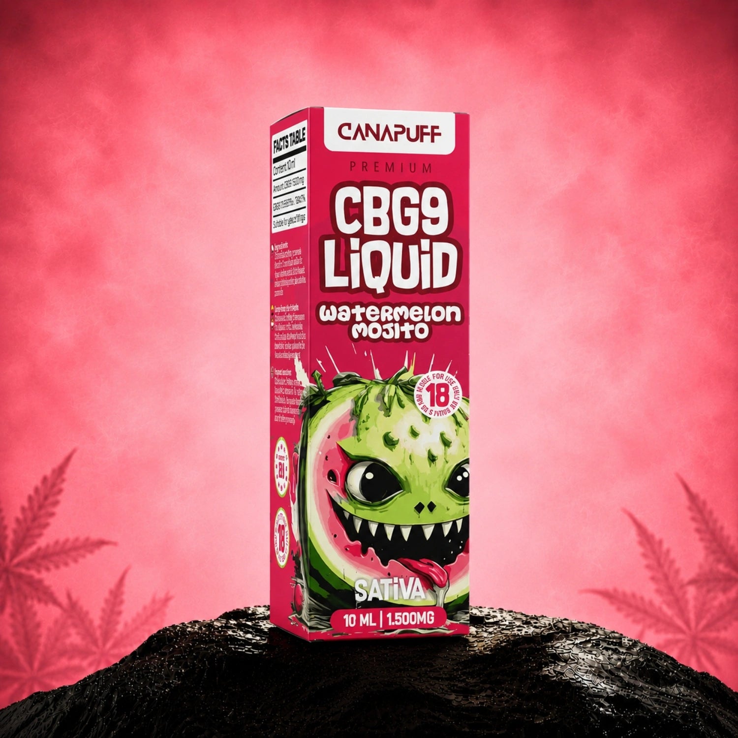 Canapuff CBG9 Liquid Watermelon Mojito 1.500mg, 10 ml vape bottle