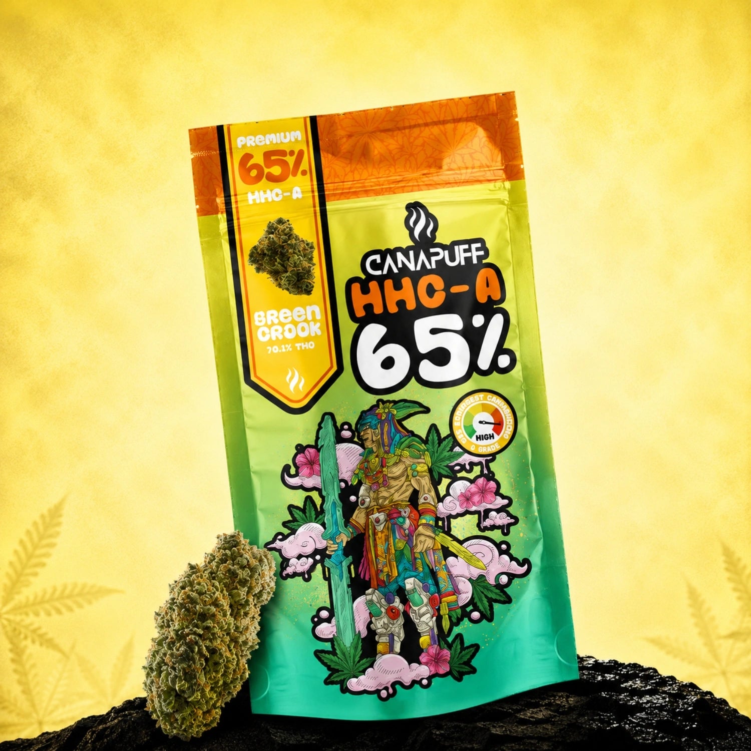 Canapuff HHC-A Green Crack flowers pouch, 65% strength, 10.1g THC content