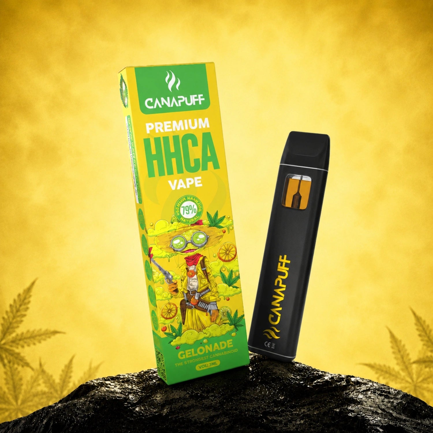 Canapuff HHCA Vape Gelonade 79% 1ml disposable pen with packaging box