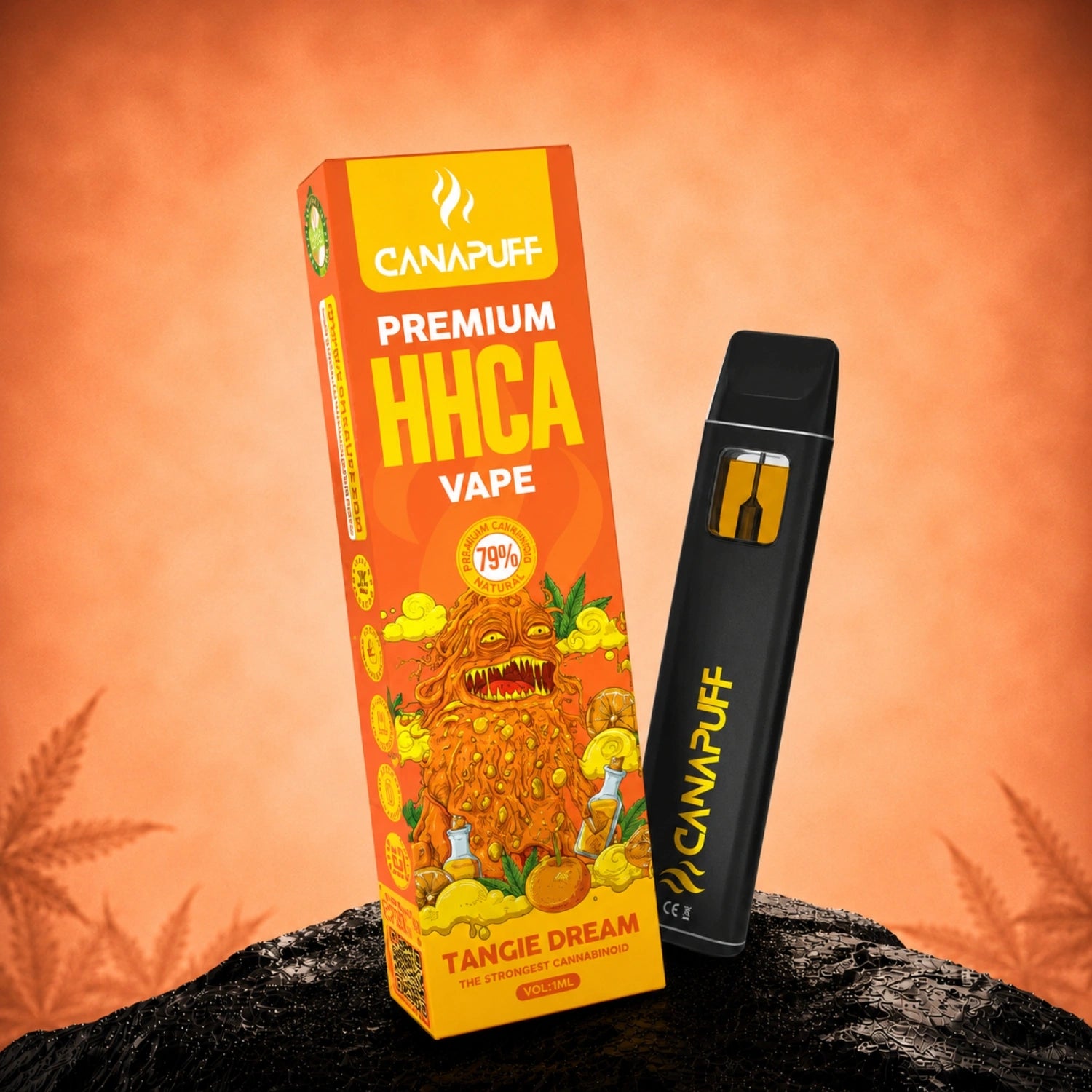 Canapuff HHCA Vape Tangie Dream 79% 1ml disposable pen with packaging