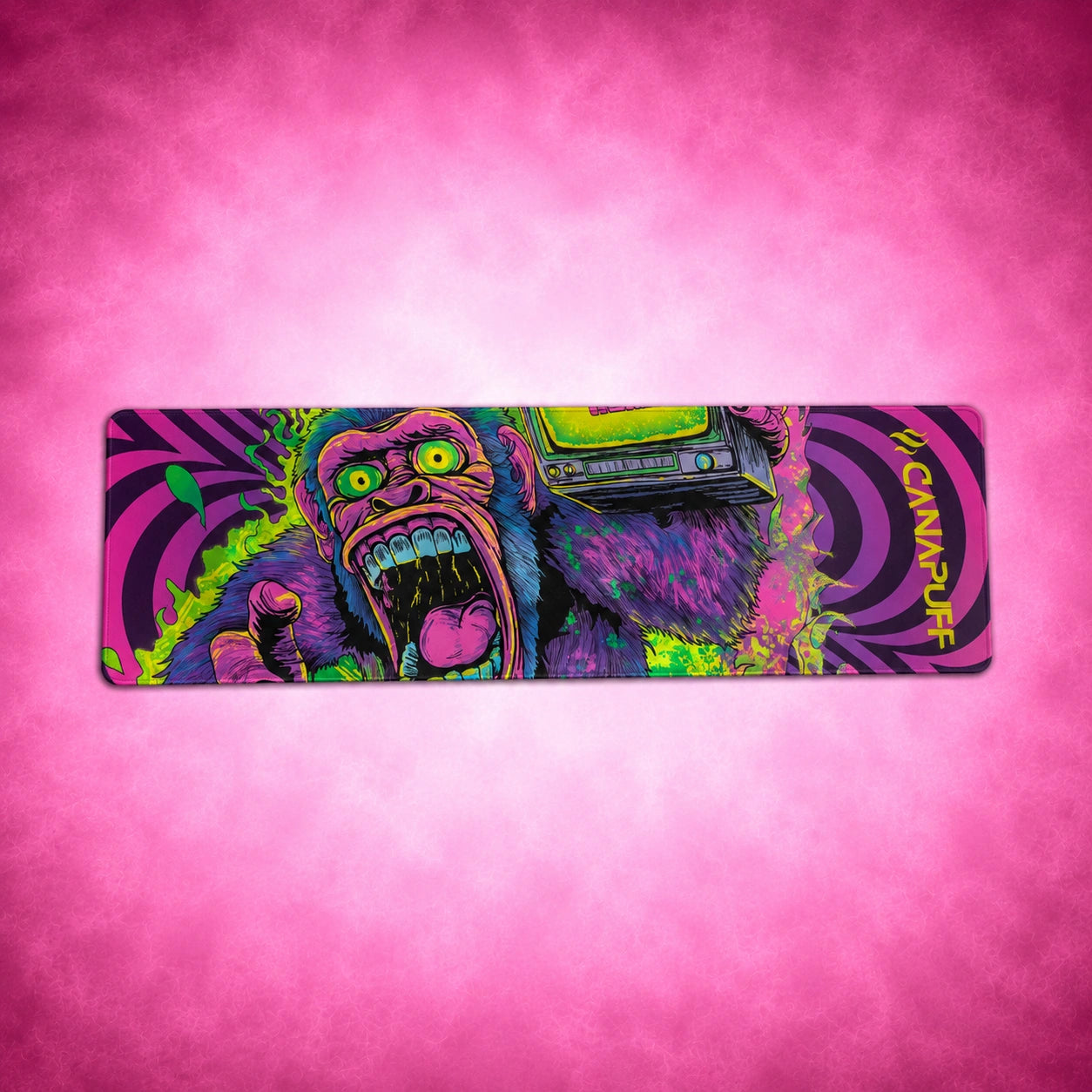 Canapuff Mouse Pad Panic Monkey with vibrant neon monkey artwork