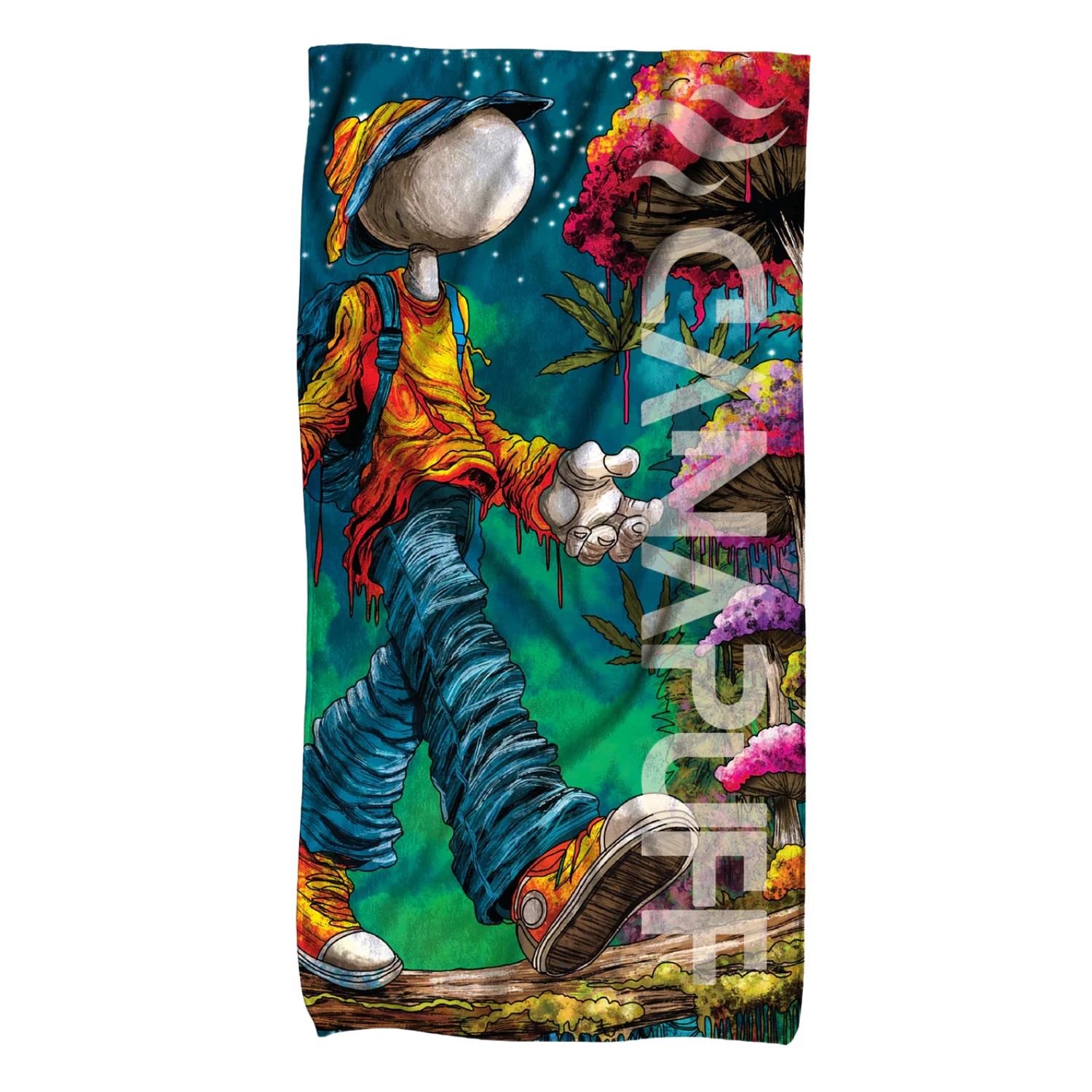 Canapuff Balanced towel with colorful mascot artwork