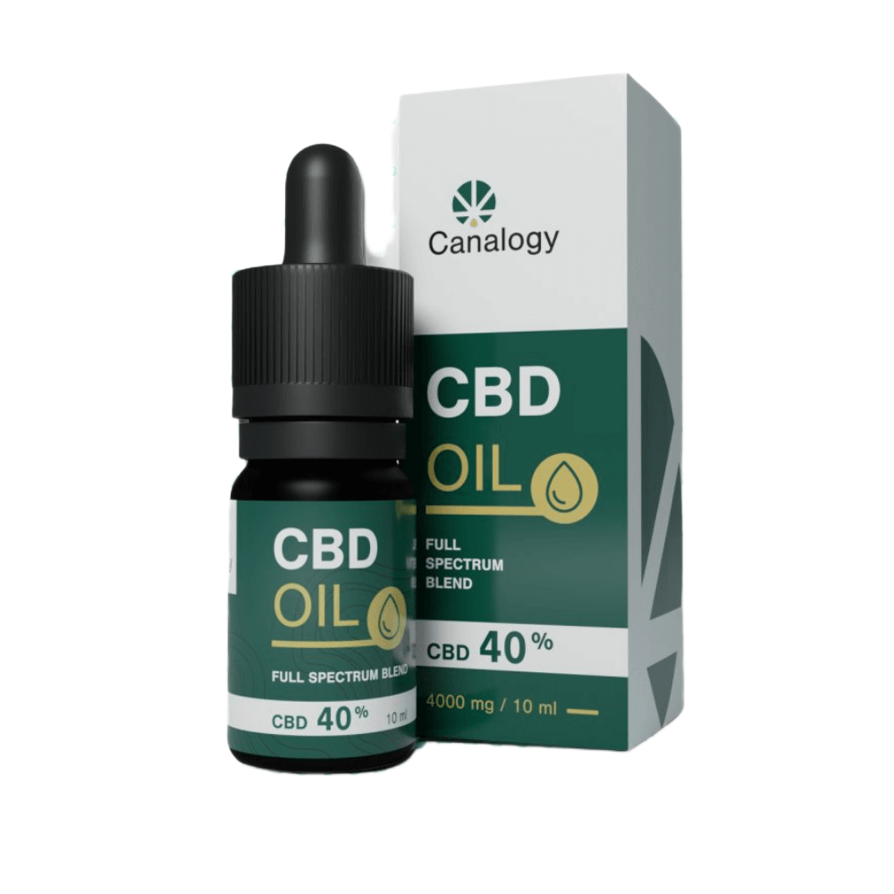 Canalogy CBD Oil 40%, 4000 mg, 10 ml full spectrum blend with dropper bottle and box