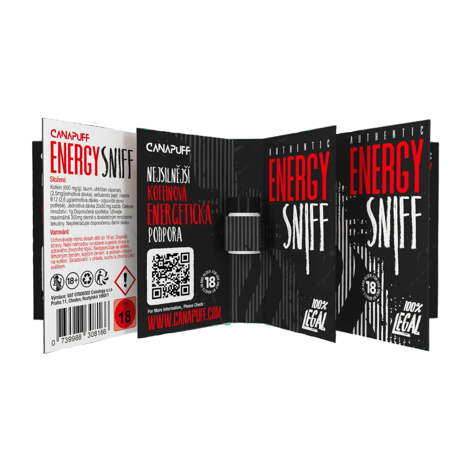 Canapuff Energy Sniff hard candy pack with caffeine and energy ingredients